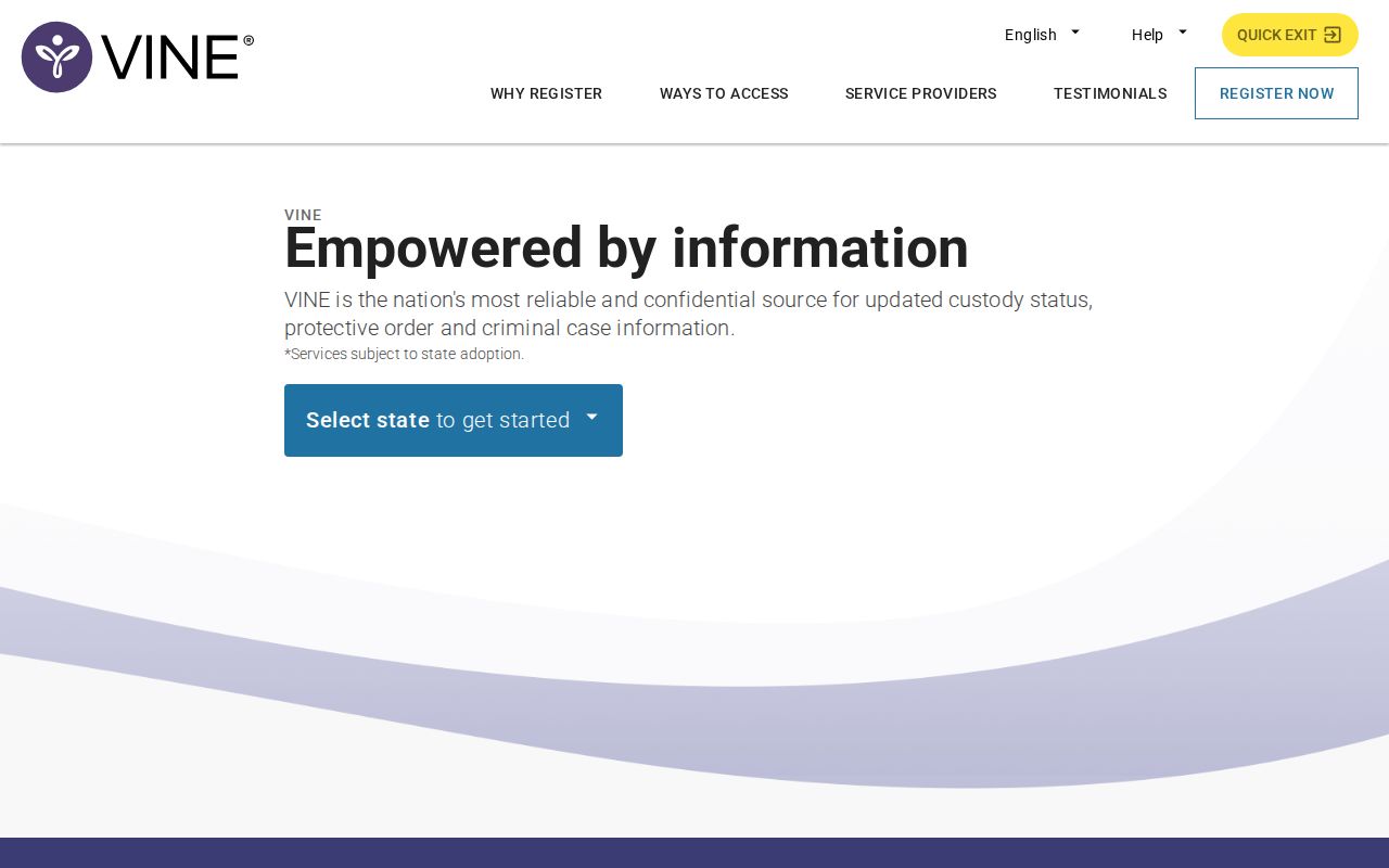Kleberg County VINELink inmate search landing screen for Texas release alerts